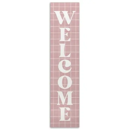47" Pink Check Welcome Porch Leaner {1}
