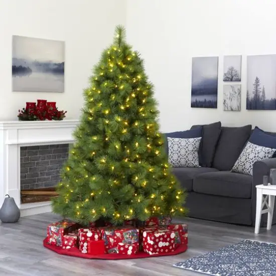 6.5ft. Pre-Lit Green Scotch Pine Artificial Christmas Tree with Clear LED Lights {9}
