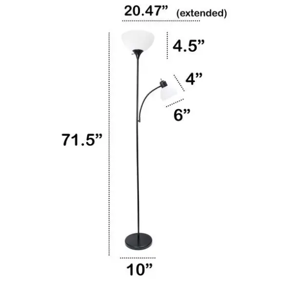 Creekwood Home Essentix 71.5" 2 Light Metal Floor Lamp Black {4}