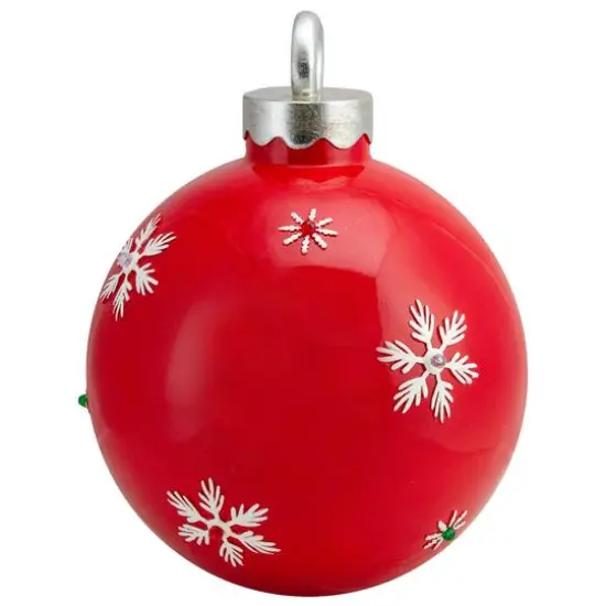 15" LED Lighted Red Merry Christmas Ball Ornament Decoration {3}