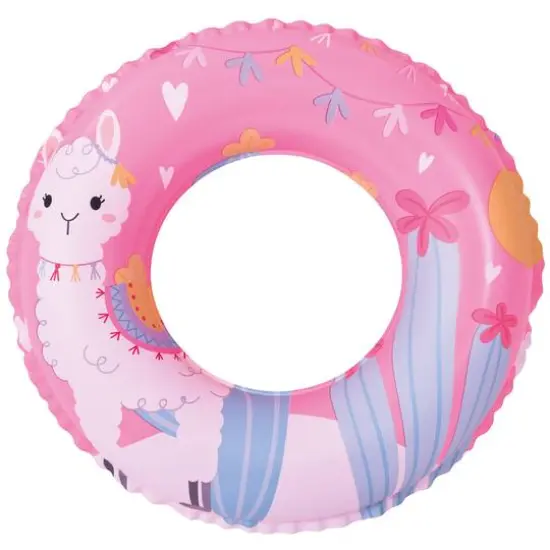 20" Pink & White Alpaca Inflatable Swim Ring Tube Float {1}