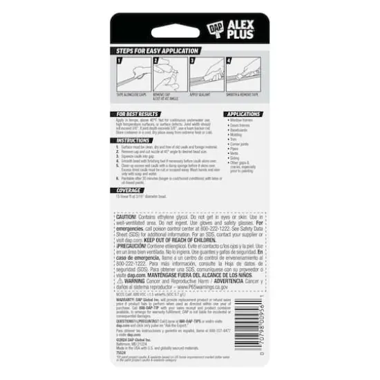 DAP&reg; Alex Plus 2.75oz. Acrylic Latex Caulk Plus Silicone {4}