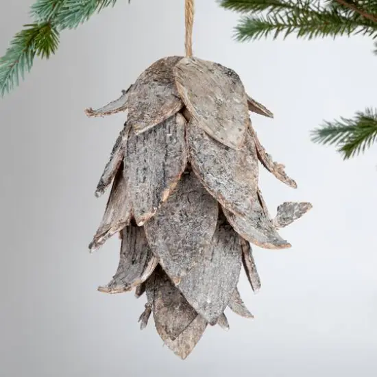 Hello Honey&reg; 10.25" Natural Birch Bark Pinecone Ornament {4}
