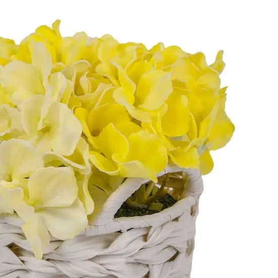 10" Hydrangea Bouquet in Natural Basket Light Yellow {5}