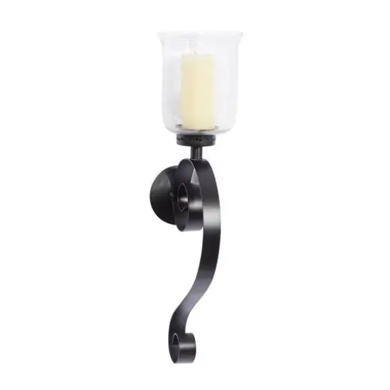 Black Iron Traditional Candle Wall Sconce, 27" x 9" x 7" {1}