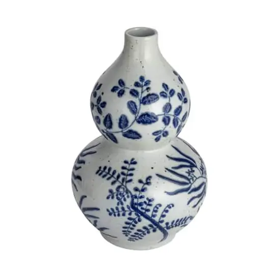 Hello Honey&reg; 15" Blue & White Hand Painted Stoneware Vase {1}