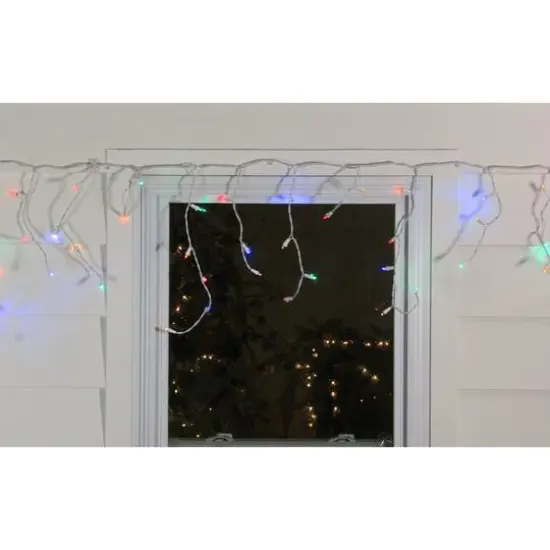 100ct. LED Wide Angle Icicle Christmas Lights With White Wire Multicolor {7}