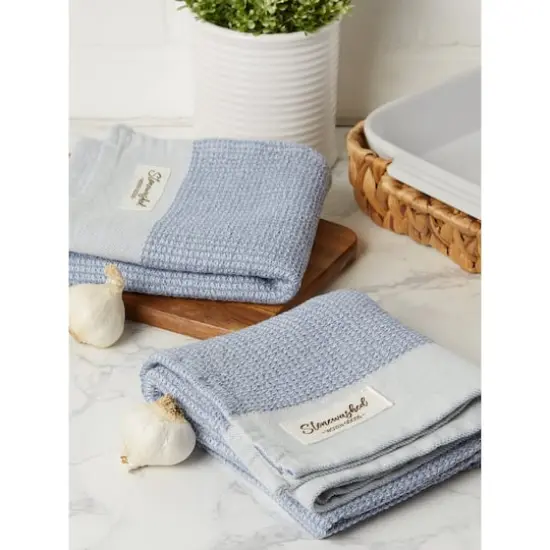 DII&reg; Storm Blue Washed Waffle Woven Dishtowel, 2ct. {6}