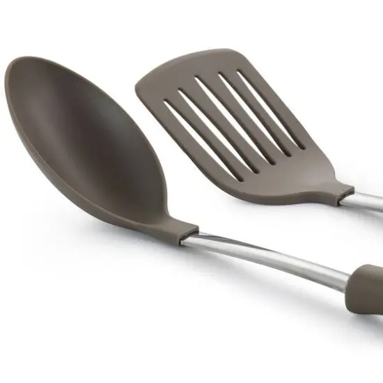 Martha Stewart 2-Piece Taupe Nylon Slotted Turner and Spoon Kitchen Utensil Set {6}