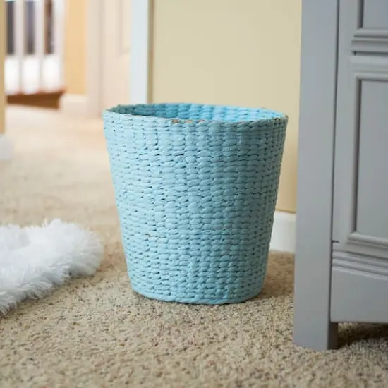 Household Essentials Blue Woven Waste Paper Rope Basket {3}