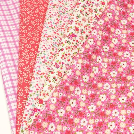 SINGER Ditsy Floral Pink 100% Cotton 5 Piece Bundle {3}