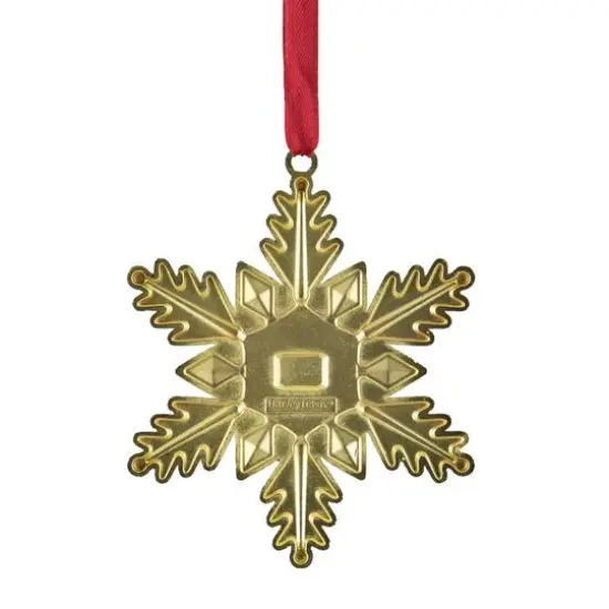 3.5" Gold Brass-Plated Snowflake with European Crystals Ornament {7}