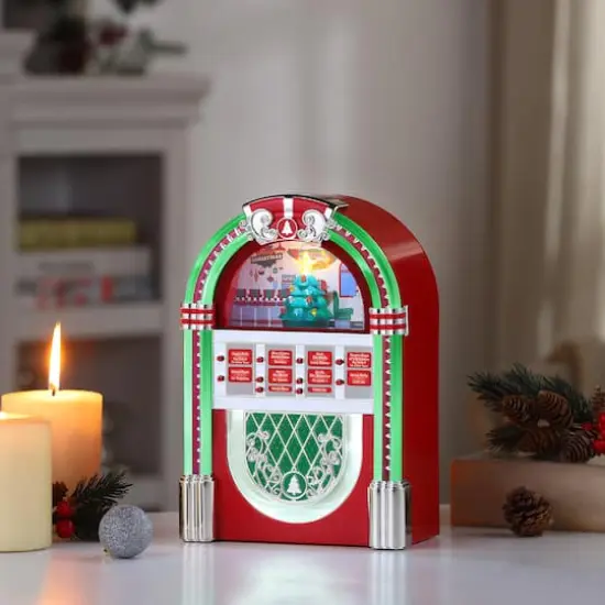 10.5" Red Vintage Christmas Jukebox {1}