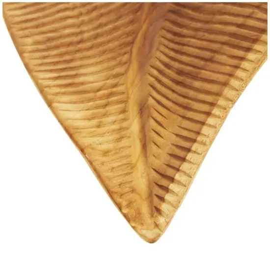 Brown Teak Wood Leaf Handmade Carved Texture Tray Set {5}