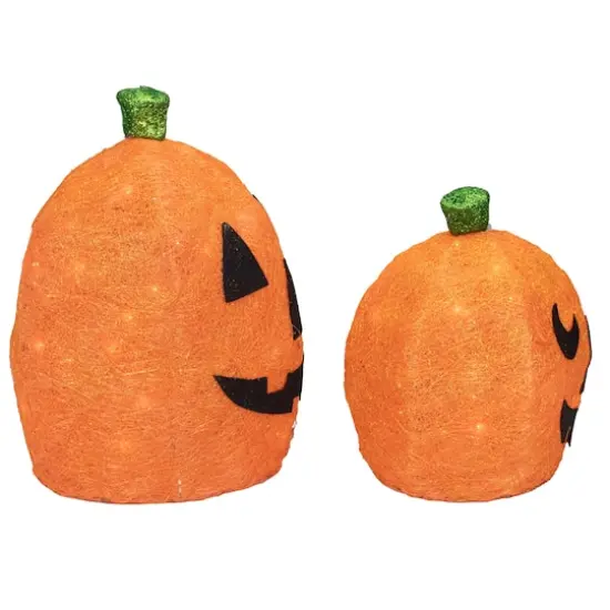 Lighted Sisal Jack -O'-Lanterns Outdoor Halloween Decoration Set {4}