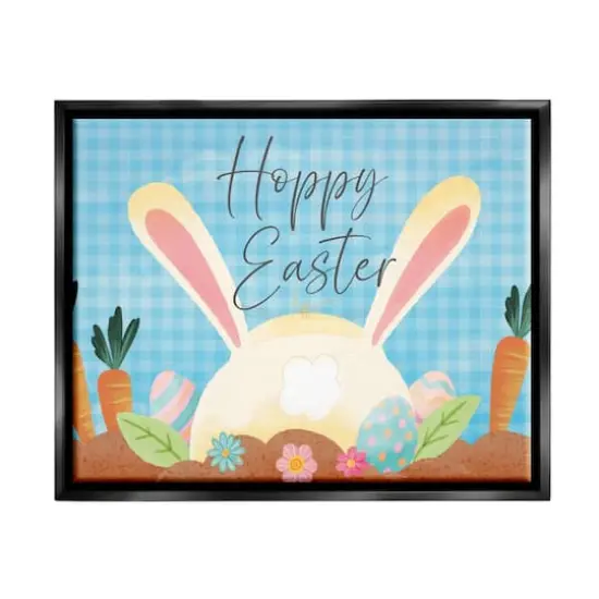 Stupell Industries Happy Easter Spring Carrot Garden Floater Framed Art Black {1}