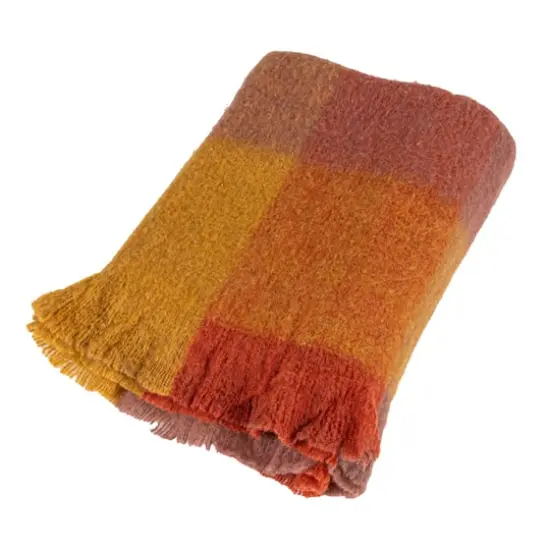 Hello Honey&reg; Gold & Orange Block Wool & Acrylic Ruffled Throw Blanket {1}