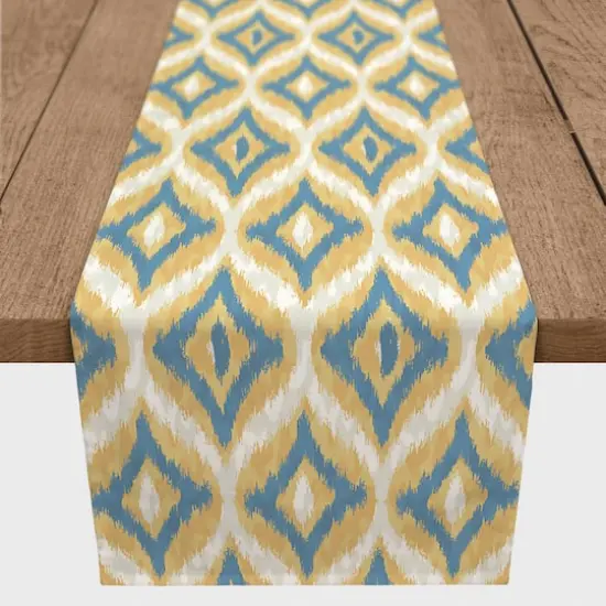 Blue & Yellow Ikat Indoor/Outdoor Table Runner {4}