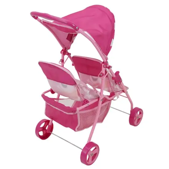 509 Crew Peppa Pig&trade; Pink and White Dots Doll Twin Stroller {5}
