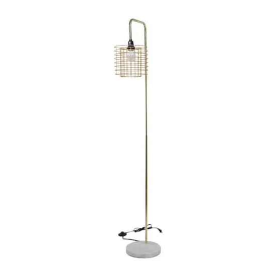 Gold Metal Industrial Floor Lamp, 15" x 10" x 64" {1}