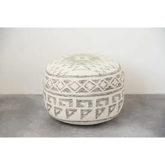 Hello Honey&reg; 12" Kilim Wool Blend Round Pouf {4}