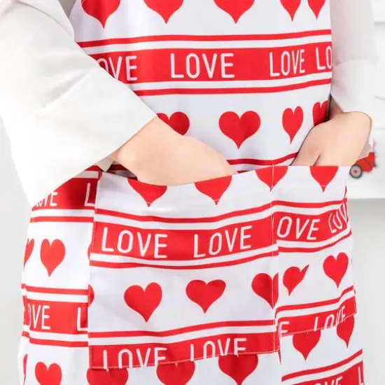 Glitzhome&reg; 31.25" Fabric Valentine's Heart Apron {5}
