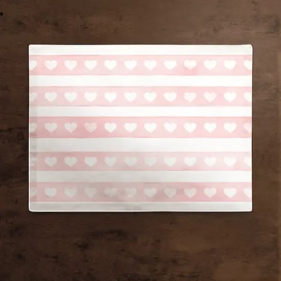 Watercolor Stripe Heart Pattern Placemat {3}
