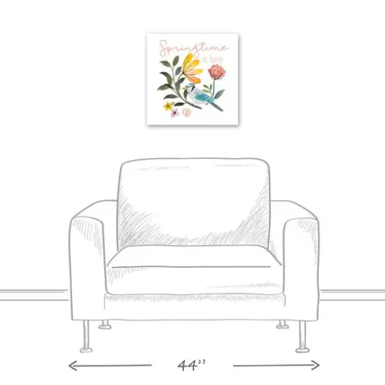 Blue Jay Springtime 16" x 16" Canvas Wall Art {6}