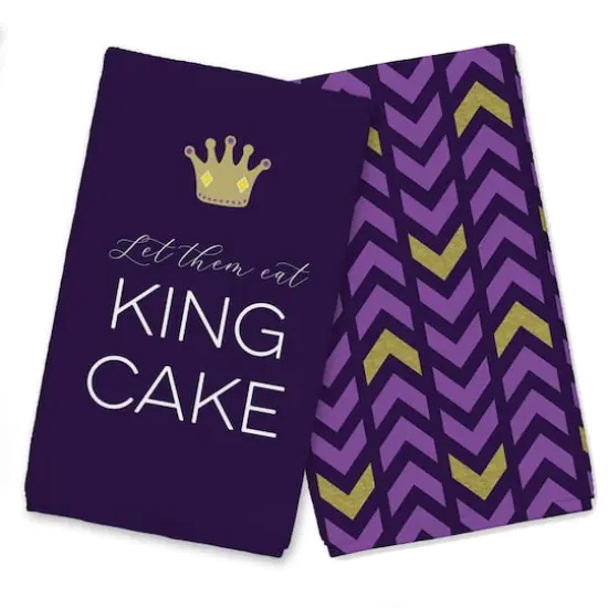 Let Them Eat King Cake Mardi Gras Tea Towel Set {1}