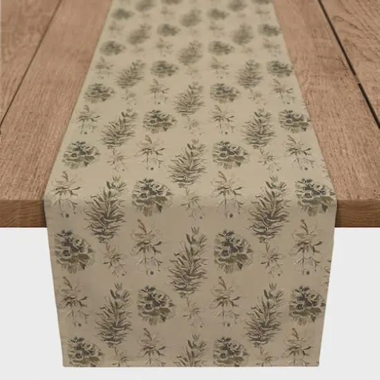 72" Brown Pinecones Cotton Twill Runner {1}