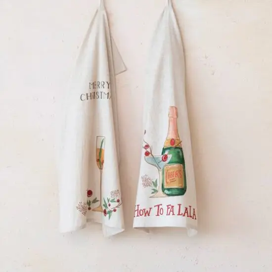 Hello Honey&reg; 28" Cotton Slub Printed Tea Towel with Holiday Cocktail Set {3}