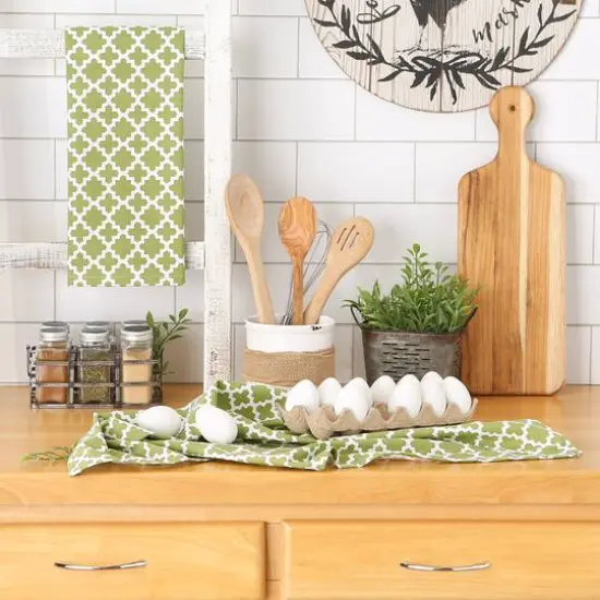 DII&reg; Lattice Dishtowels, 2ct. Antique Green {6}