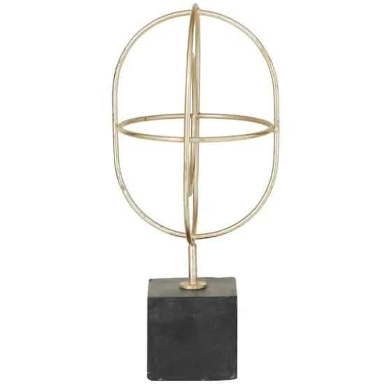 CosmoLiving by Cosmopolitan Gold Marble Contemporary Sculpture, 13" x 6" x 6" {3}