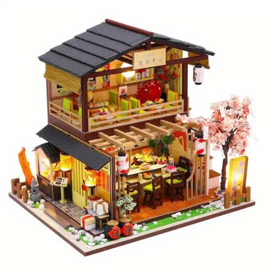 Wizardi Sushi Restaurant Miniature Dollhouse Roombox Kit {1}