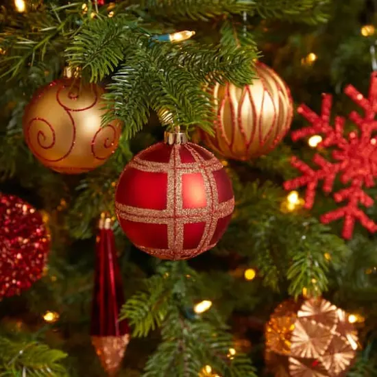 52ct. 6" Red & Gold Shatterproof Ornament Set {5}