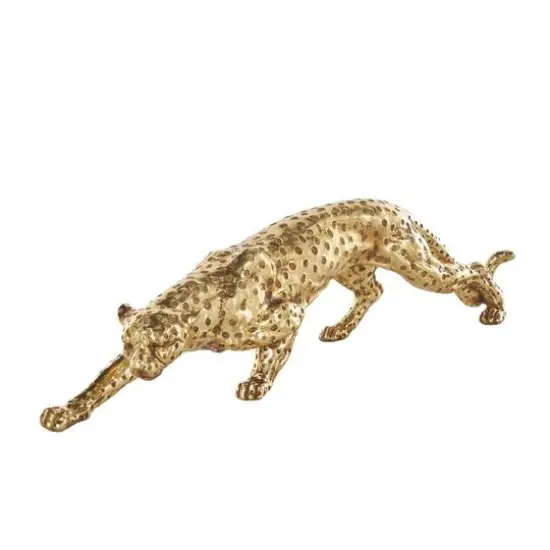 25.5" Gold Leopard Sculpture with Textured Spots {4}