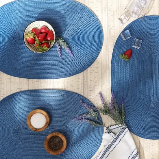 DII&reg; Oval Plastic Woven Placemats, 6ct. Nautical Blue {7}