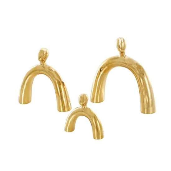 Abstract Arched Family Ceramic Sculpture Set Gold {7}