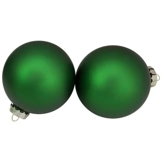 4ct. 4" Green 2-Finish Glass Ball Ornaments {5}
