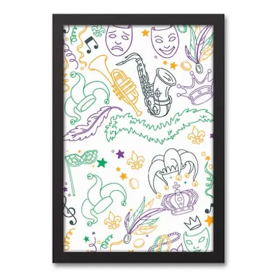 Mardi Gras Things Black Floating Framed Canvas {1}