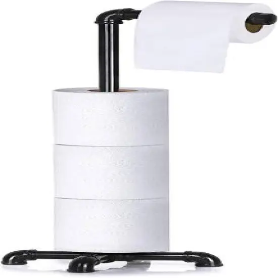 Black Free Standing Toilet Paper Holder Stand {1}