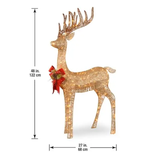 48" Champagne Standing Reindeer, Mini Clear LED Lights {5}