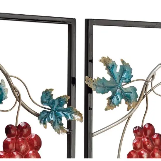 Set of 2 Multi Colored Metal Traditional Wine Wall Decor, 20" x 20" {3}