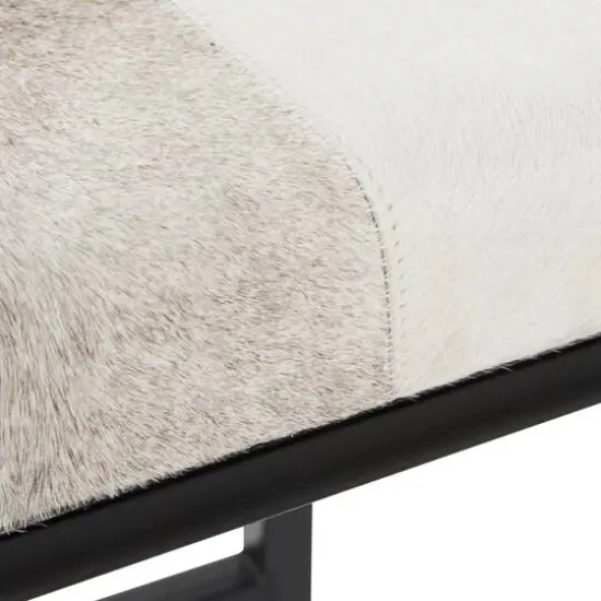 Black Iron and Leather Industrial Stool, 24" x 14" x 14" {7}