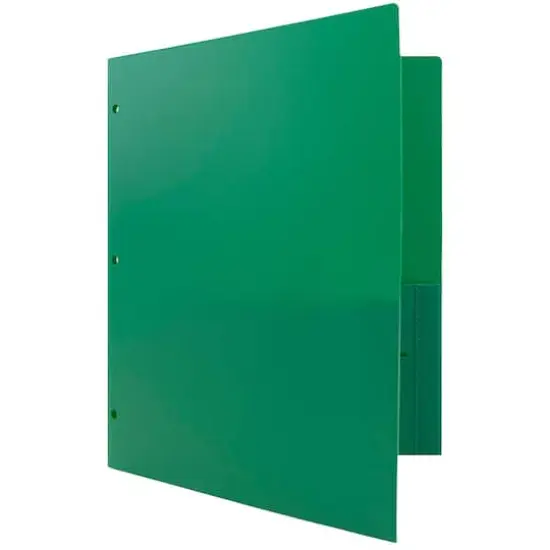 JAM Paper 3-Hole Heavy Duty Plastic Pocket Folder, 6ct. Green {6}