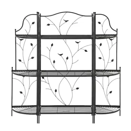 Glitzhome&reg; 3-Tier Black Metal Corner Plant Stand {9}