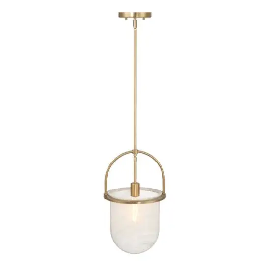 Hello Honey&reg; Beatrice Gold & White Mid-Century Modern Handmade Marbleized Glass & Metal Ceiling Light {6}