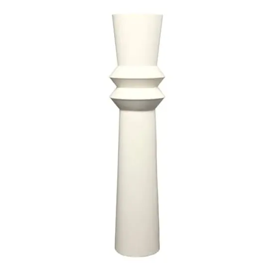 3ft. Cream Metal Tall Art Deco Fluted Floor Vase {3}