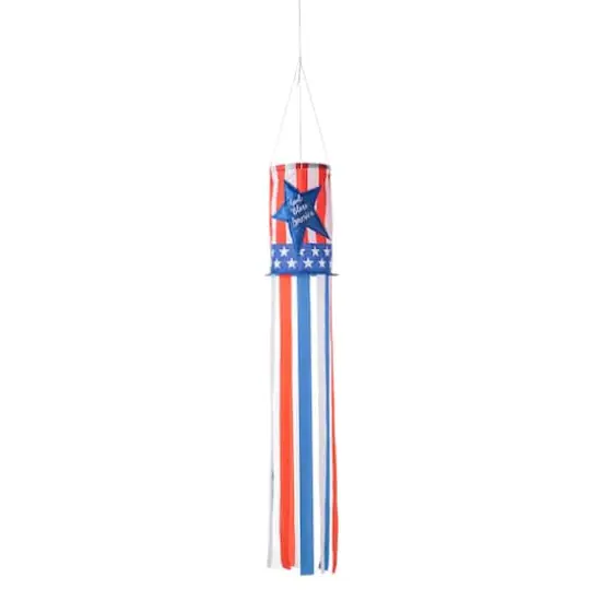 Glitzhome&reg; 60" Patriotic Stars & Stripes Windsock {1}