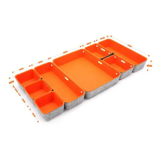 Welaxy Felt 8 Piece Drawer Organizer Tray Set Orange {7}